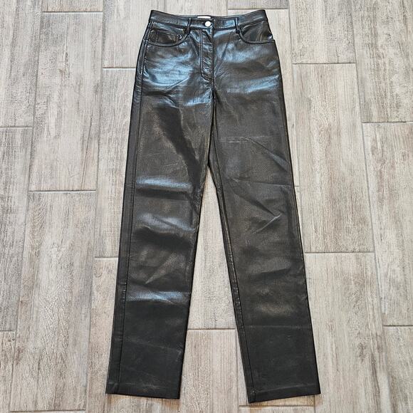 Wilfred Faux Leather Straight-Leg Pants Women’s 4 Black Vegan Aritzia Minimalist - Picture 1 of 10